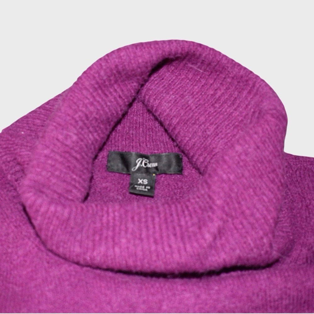 J Crew Purple Turtleneck Sweater Dress Long Balloon Sleeve - Picture 7 of 8